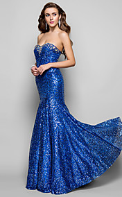 trompette / sirène sweetheart-parole longueur robe à paillettes et de cristal soir