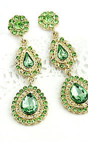 plaqué waterdrop l'or vert des femmes alliage de zircon boucles d'oreilles