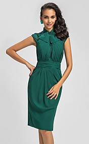 gaine / colonne de longueur genou en mousseline de soie robe de cocktail haut de la nuque