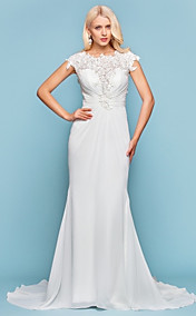  trompette / sirène bijou train tribunal robe de mariée en mousseline de soie