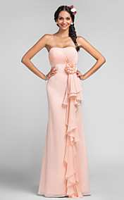 gaine / colonne sweetheart parole longueur robe de mousseline de soie de demoiselle d'honneur