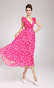 Ruffle manches Asym Maxi Dress ourlet des femmes