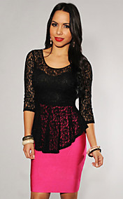 Allover Lace Extreme Peplum Top Blanc