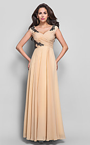 Formal Evening/Military Ball Dress - Sheath/Column V-neck Floor-length Chiffon