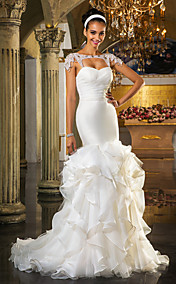 trompette / sirène sweetheart / pinceau train et organza et la robe de mariée en tulle (519036)