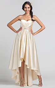 Sheath/Column Sweetheart Asymmetrical Stretch Satin Bridesmaid Dress