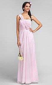 gaine / colonne une épaule-parole longueur robe de mousseline de soie de demoiselle d'honneur