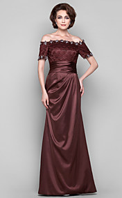 trompette / sirène hors de l'épaule-parole longueur extensible robe de soirée en satin