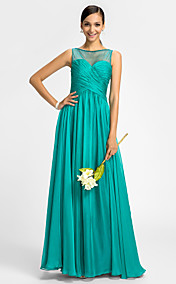 gaine / colonne scoop-parole longueur robe de mousseline demoiselle d'honneur tulle