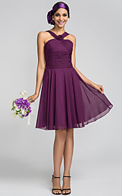 une ligne princesse licou genou longueur robe de demoiselle d'honneur (663 654)