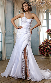 trompette / sirène sweetheart balayage / pinceau train robe de mariée en organza (618823)