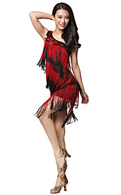 Vêtements Viscose Latin Dance robe une épaule avec des glands pour les dames