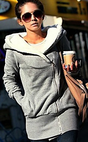 Asym Zipper manteau à capuche Femme