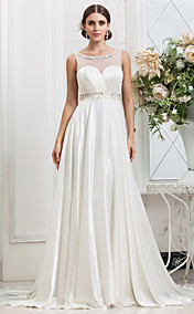  une ligne princesse scoop balayage / pinceau train robe de mariée charmeuse (604656)