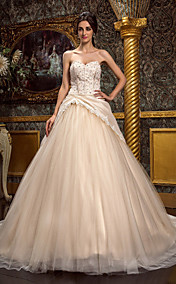  A-ligne sweetheart train chapelle taffetas et tulle robe de mariage (467002)