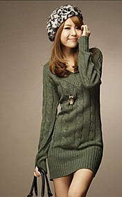 Vert col en V Slim chandail des femmes