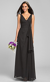 gaine / colonne v-cou-parole longueur robe de demoiselle d'honneur (551453)