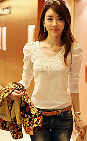 T-shirt doux de dentelle épissage de crochet des femmes