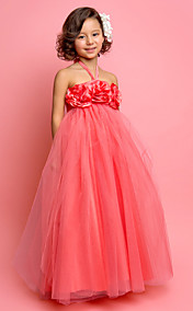  A-ligne bretelles parole longueur tulle robe de demoiselle