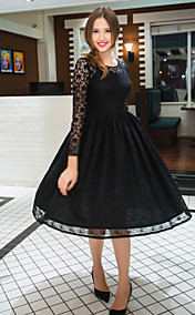 TS VINTAGE longue robe Swing manches en dentelle