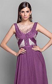 Ligne-A/Princesse Col V en mousseline de soie Belle robe de soirée-parole longueur