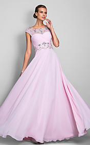 A-line Scoop Floor-length Chiffon Evening/Prom Dress (699415)