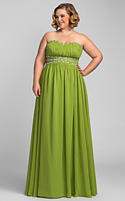 plus la taille d'une ligne sweetheart étage longueur mousseline de soie soir / robe de bal