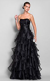 Formal Evening/Prom/Military Ball Dress - Black Plus Sizes A-line Sweetheart Floor-length Organza