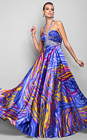 Sangles A-line/Princess-parole longueur Robe imprimée en satin
