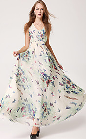 simplicité papillon robe en mousseline imprimé maxi des femmes