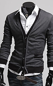 Homme col en V Couleur Contraste Boucle Pulls Manteau