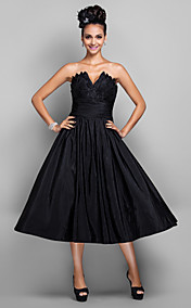v-cou thé longueur taffetas robe de cocktail une ligne (699433)