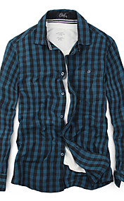 [XmasSale]Coupe près du corps col de chemise manches longues Casual Vintage coton à carreaux Chemises homme