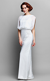 gaine / colonne bateau longueur cheville mousseline Mère et de la dentelle de la robe de mariée (722127)