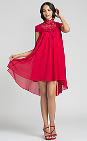 gaine / colonne robe haute cou court / mini chiffon demoiselle d'honneur (710 815)