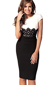 Brodé moulante en dentelle Midi Dress