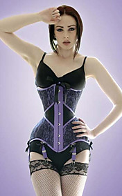 Coton Steel Boned Lace-up Retour corset et G-string Set de Charme (plus de couleurs)