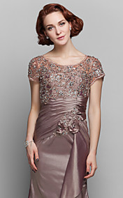 gaine / colonne scoop balayage / pinceau train taffetas et dentelle mère de la robe de mariée (699 358)