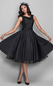 une ligne de capot genou longueur taffetas robe de cocktail (635893)
