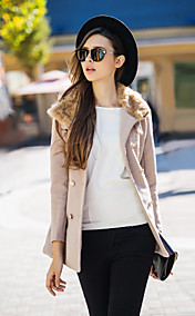 TS double breasted col en fourrure Manteau de laine