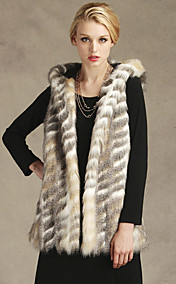 gilet de fourrure avec manches à capuche en fausse fourrure de partie / veste décontractée