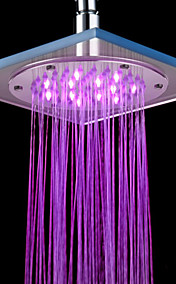 Fini chrome rectangulaire 3 couleurs température contrôlée LED Pomme de douche