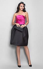 robe de satin cocktail longueur genou bretelles Ligne-A/Princesse (1183526)