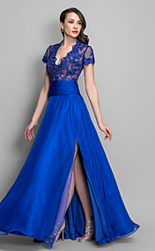 gaine / colonne Queen Anne-parole longueur robe de soirée en mousseline de soie (699 432)