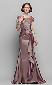 gaine / colonne scoop balayage / pinceau train taffetas et dentelle mère de la robe de mariée (699 358)