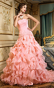 une ligne Princesse bretelles train chapelle robe de mariée en taffetas (682822)