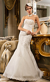  parole longueur robe de mariée bustier en satin trompette / sirène (466955)