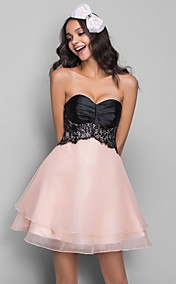 robe A-ligne sweetheart satin stretch organza cocktail / bal (612431)