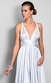 A-ligne bretelles en satin parole longueur robe de mousseline de soie evengin (682738)