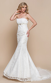 Robe de Mariée - Brillant & Séduisant/Elégant & Luxueux - Sirène - Sans Bretelles - Tribunal (Dentelle)